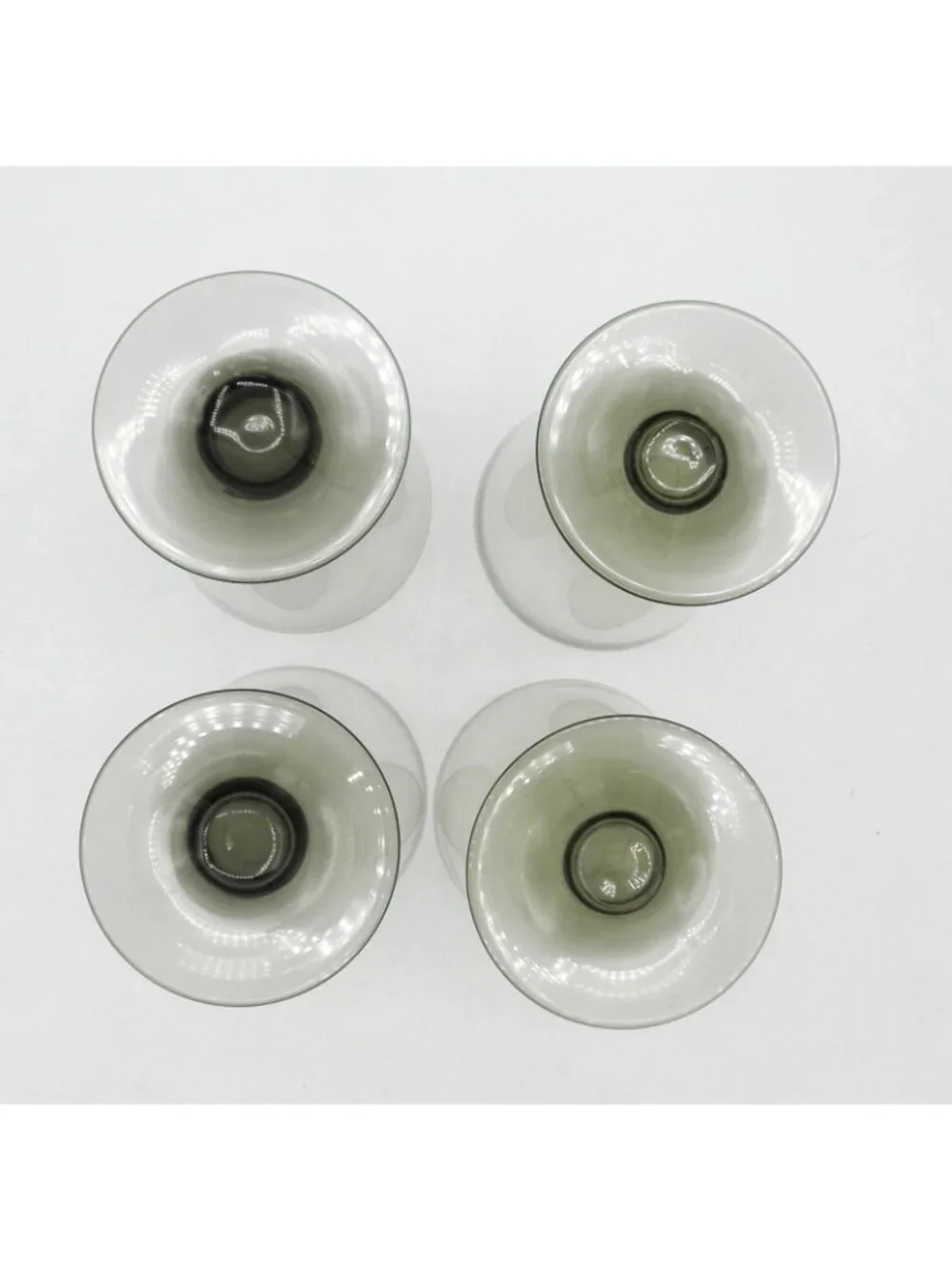 Hand Blown Mexican Crystal Olive Green Taupe Ice Tea Goblets Set of 4  UNK180